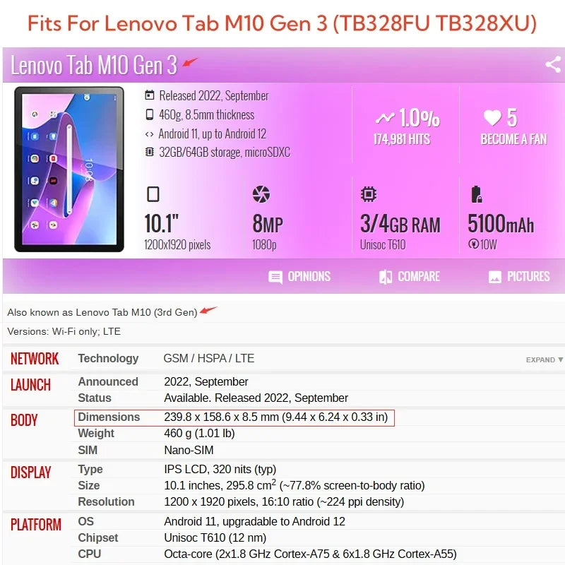 Protective Case for Lenovo Tab M10 (3rd Gen) 10.1"