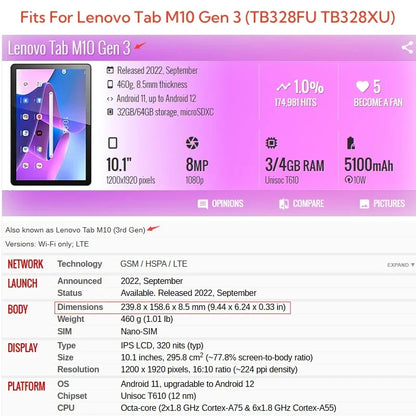Protective Case for Lenovo Tab M10 (3rd Gen) 10.1"