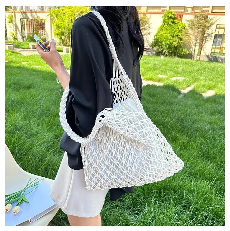 Handwoven Mesh Summer Tote Bag