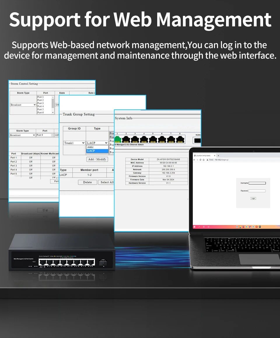 2.5GbE Web Managed PoE Switch with VLAN, QoS & LACP