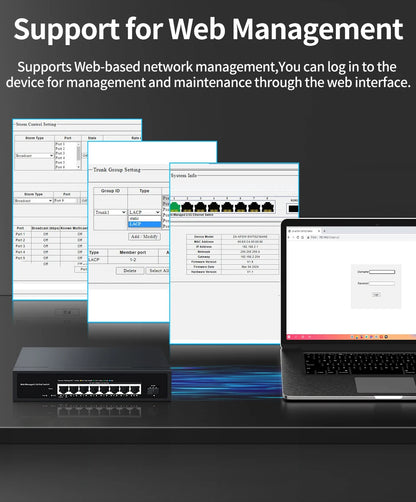 2.5GbE Web Managed PoE Switch with VLAN, QoS & LACP