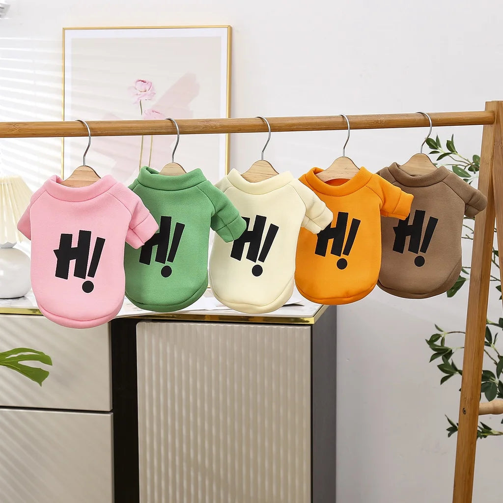 Cartoon Letter Dog Sweater – Warm Pet Shirt for Autumn & Winter