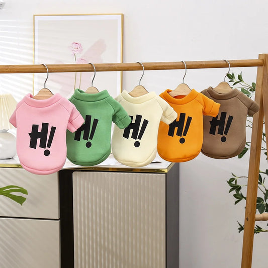 Cartoon Letter Dog Sweater – Warm Pet Shirt for Autumn & Winter