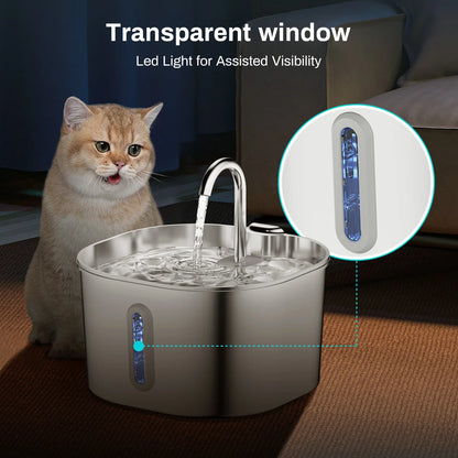 ZYFeeder 2.2L Stainless Steel Automatic Pet Water Fountain