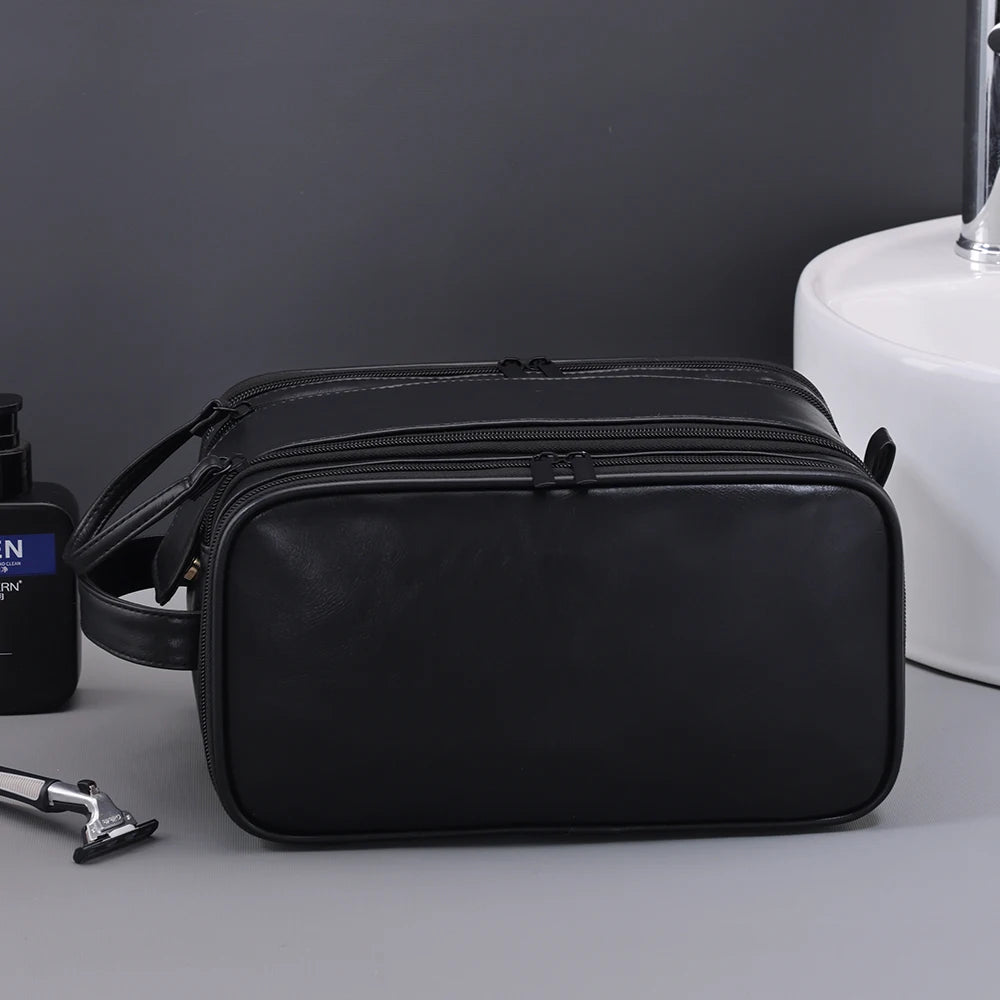 Travel PU Leather Toiletry Organizer Bag