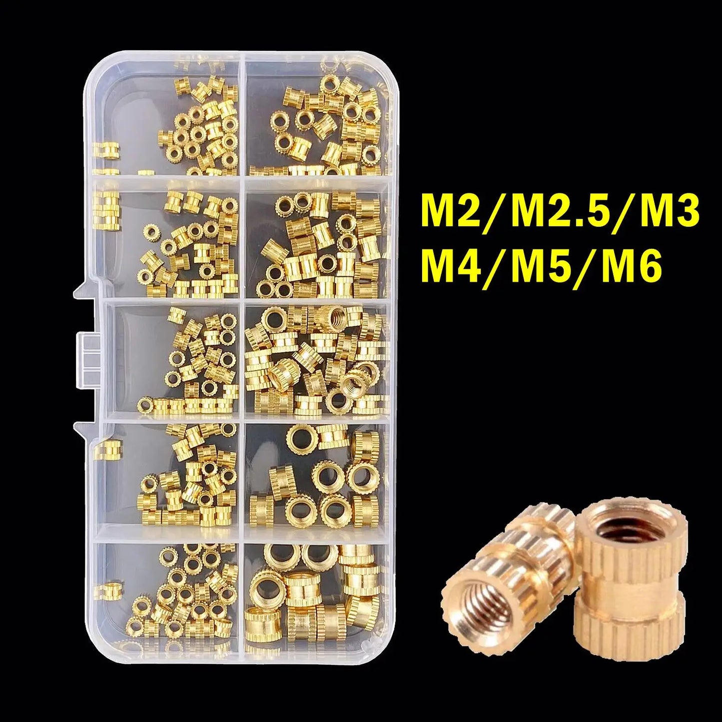 Brass Heat Threaded Insert Nut Assortment