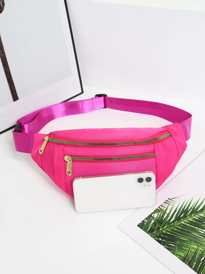 Multi-Layer Nylon Waist Bag with Adjustable Strap