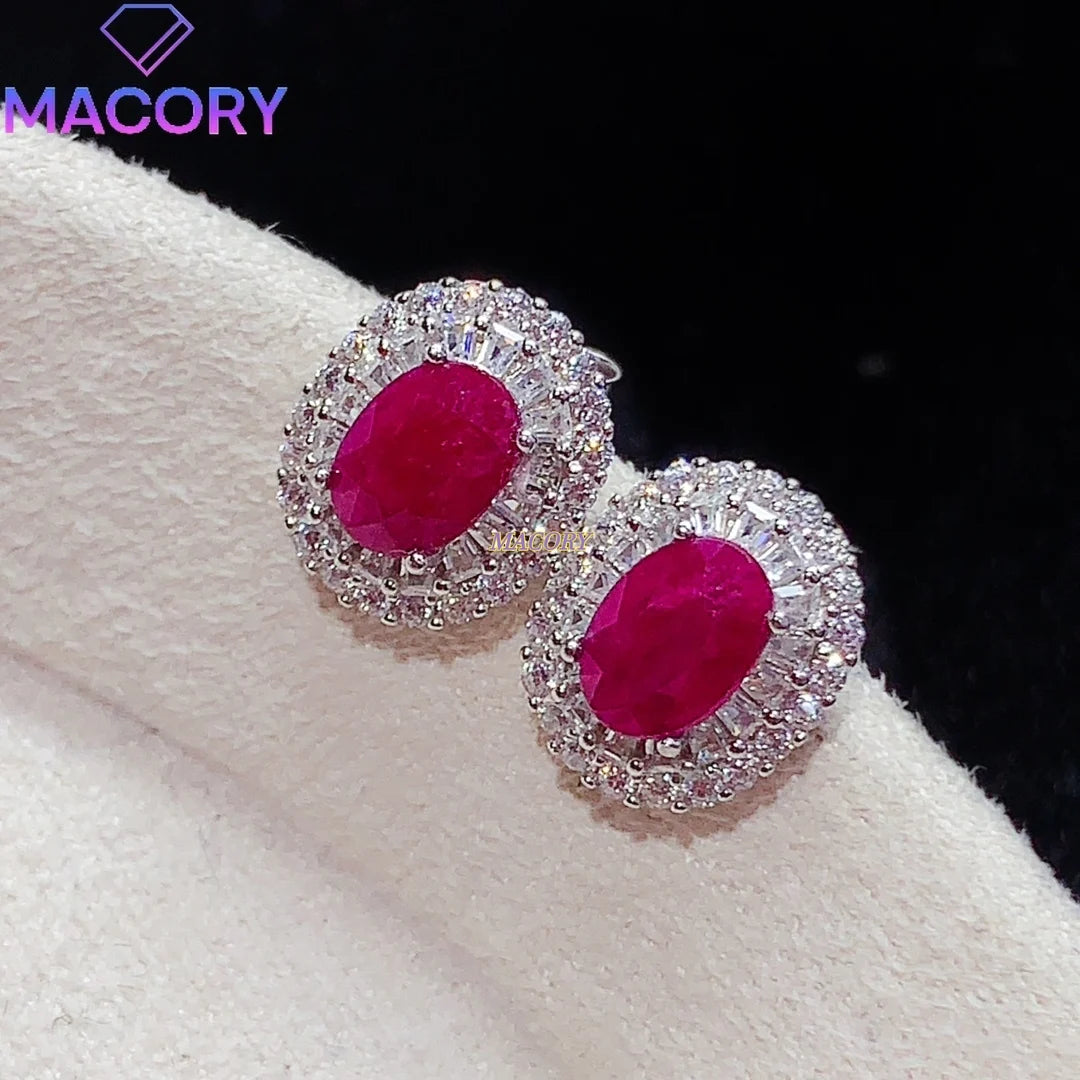 925 Sterling Silver Ruby Stud Earrings