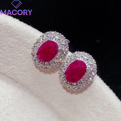 925 Sterling Silver Ruby Stud Earrings