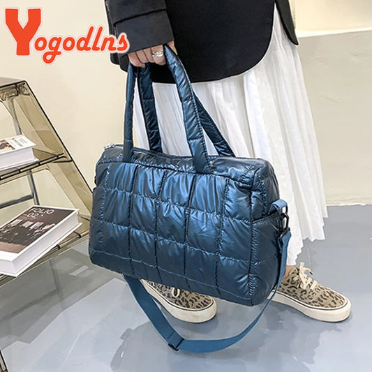 Quilted Waterproof Nylon Tote Bag