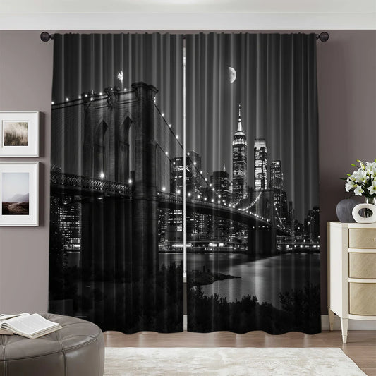 New York City Night View Curtain Set