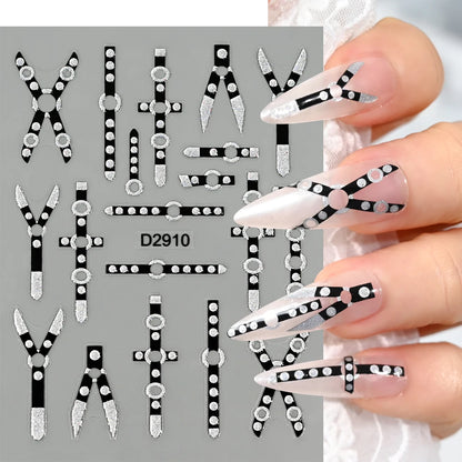 5D Glitter Floral Nail Art Stickers