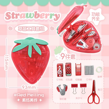 Kawaii Strawberry Mini Stapler & Punch Set