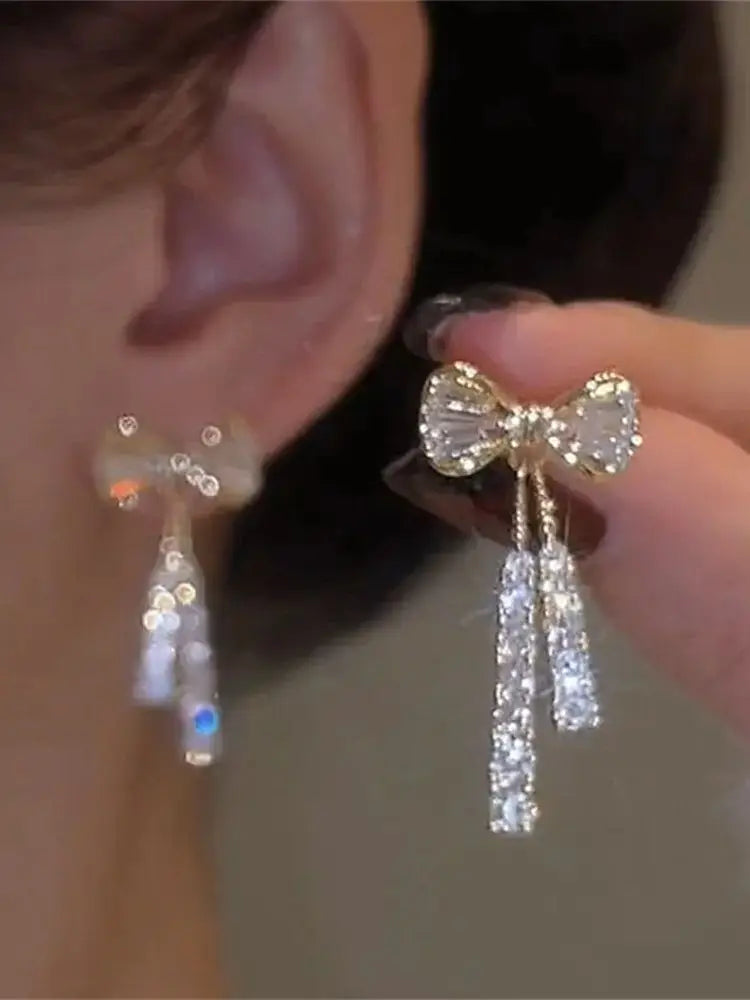 Bow Crystal Zircon Earrings