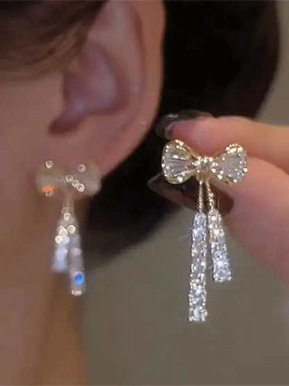 Bow Crystal Zircon Earrings