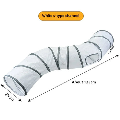 Interactive White Cat Play Tunnel