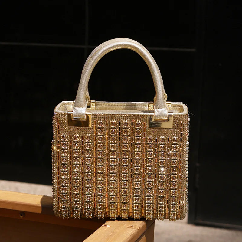 Crystal Inlaid Evening Satchel Bag