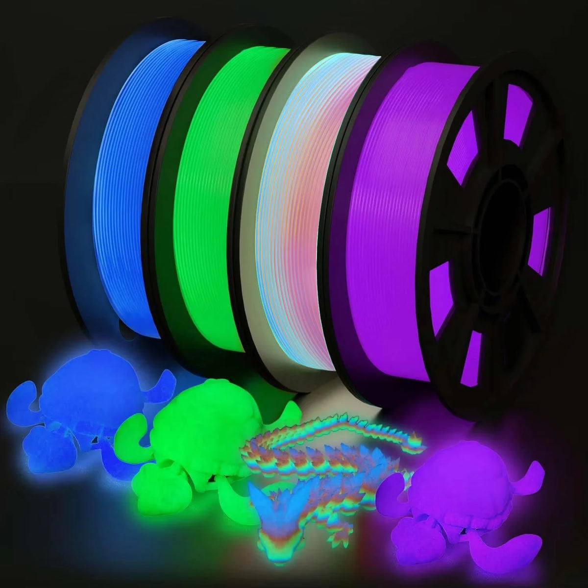 Glow-in-the-Dark PLA 3D Printer Filament Bundle