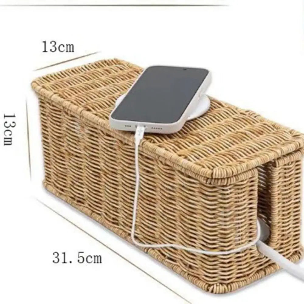 Handwoven Cable Management Box with Lid