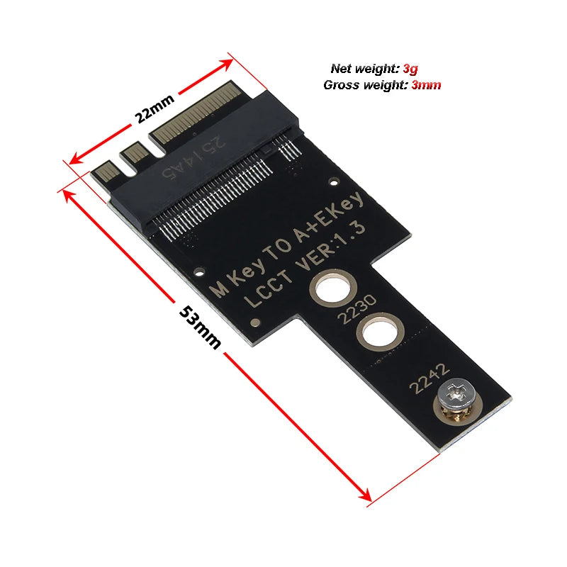 M.2 A/E Key to NVMe SSD Adapter Card for Mini PC