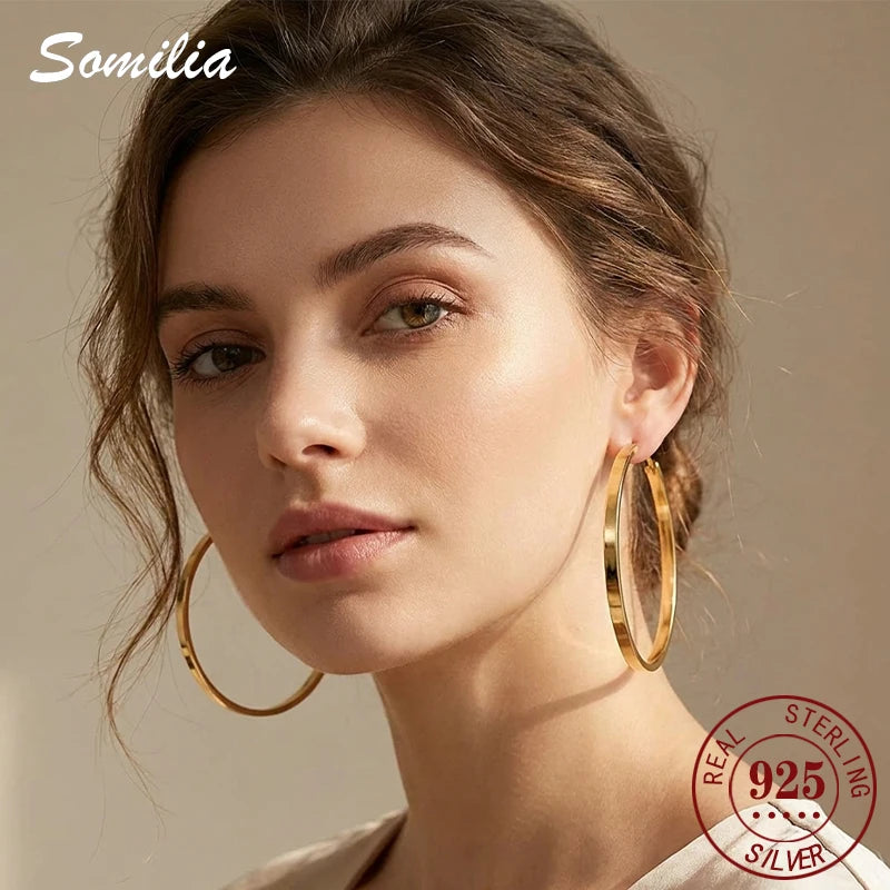 925 Sterling Silver Large Hoop Earrings