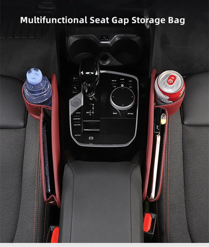 Leather Car Seat Gap Organizer with Storage Pocket