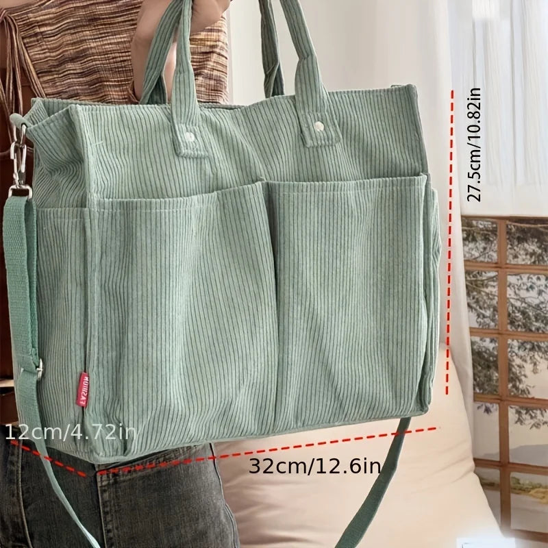 Women’s Corduroy Crossbody Tote Bag