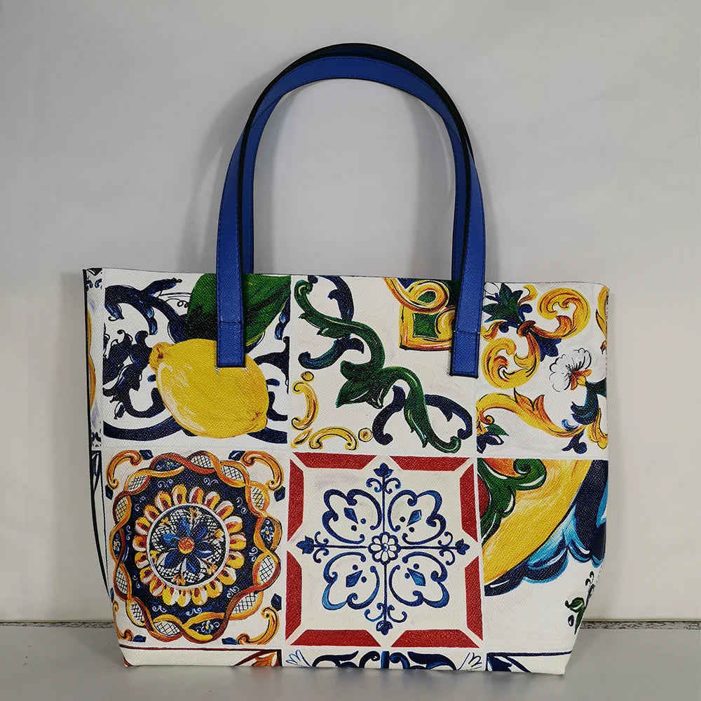 Italian-Inspired Printed PU Leather Tote Bag