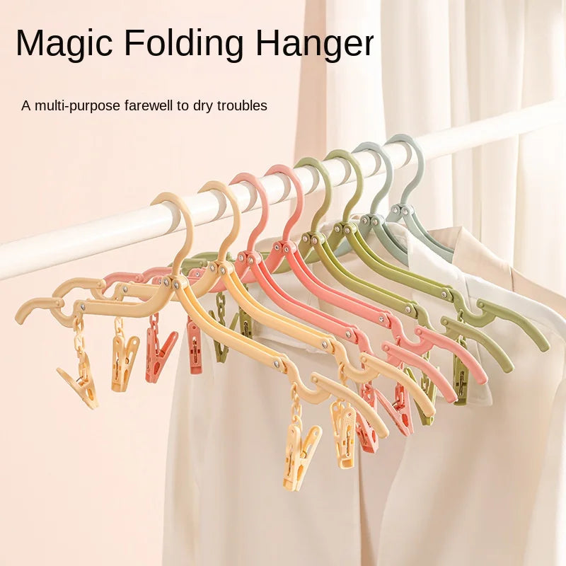 Portable Folding Travel Hanger with Sock Clips