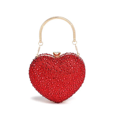 Luxury Heart Crystal Rhinestone Evening Clutch Bag