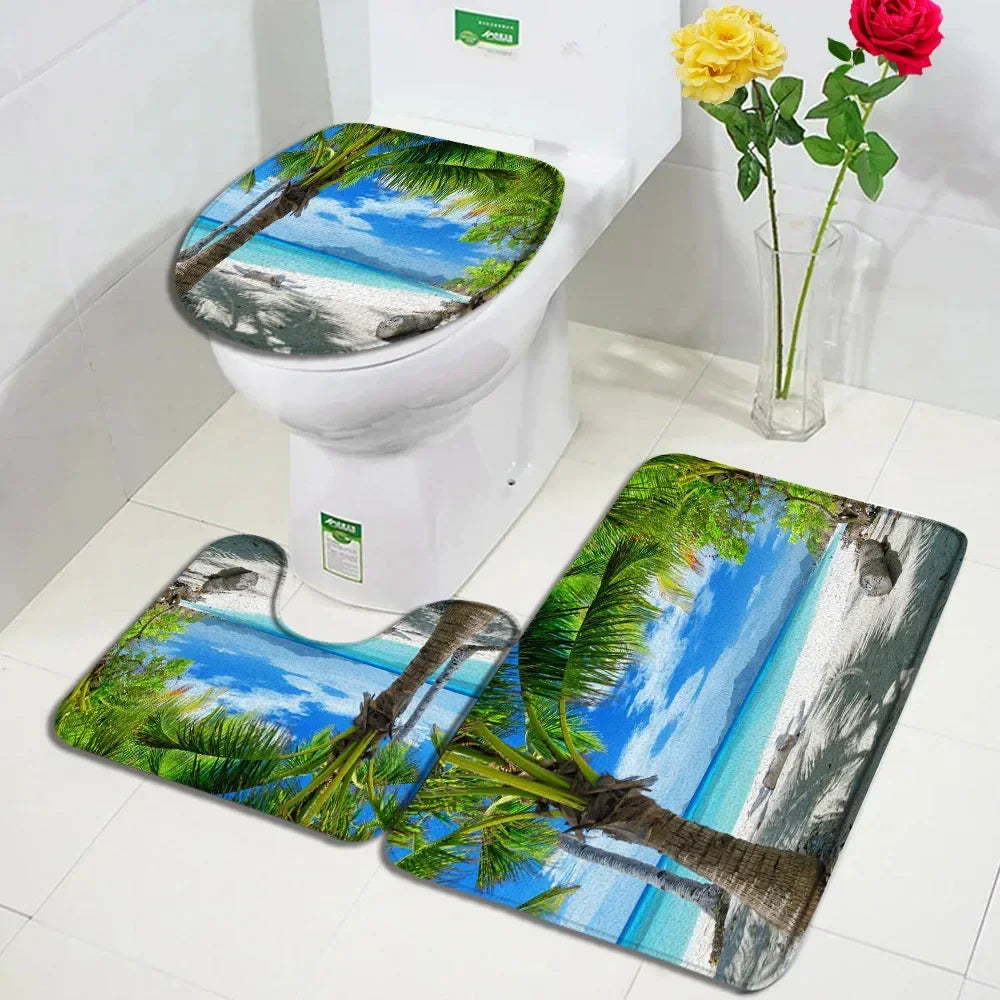Ocean Seashell Bathroom Mat Set