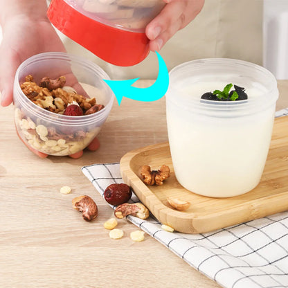 Portable Double-layer Lid with Spoon and Fork Lunch Cup