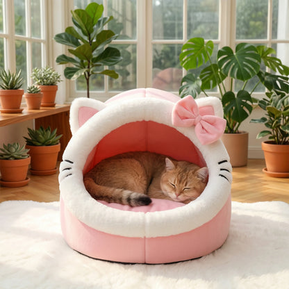 Cosy Plush Cat Cave Bed