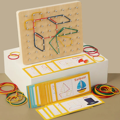 Wooden Montessori Geoboard Geometric Pegboard