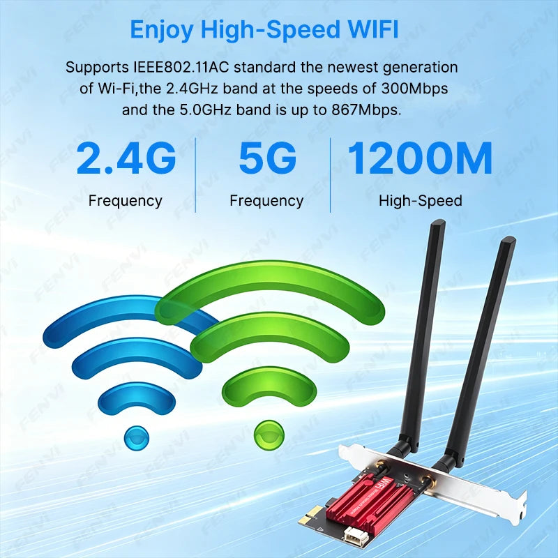 AC1200 PCIe WiFi 5 & Bluetooth 4.0 Dual-Band Network Adapter