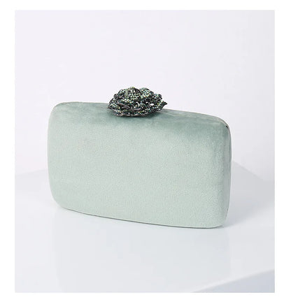 Diamonds Flower Velvet Evening Bag