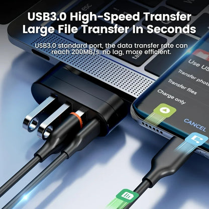 Compact 180° Rotating USB 3.0 Splitter for Laptops & PCs