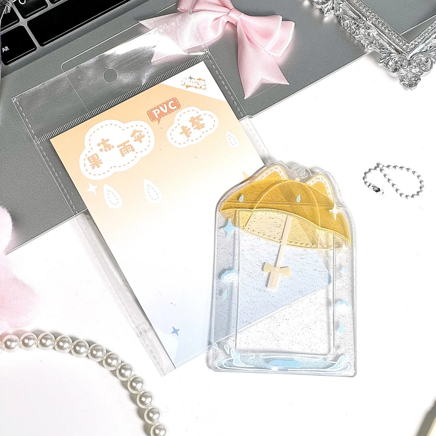 Cute Photocard Holder with Bow Keychain