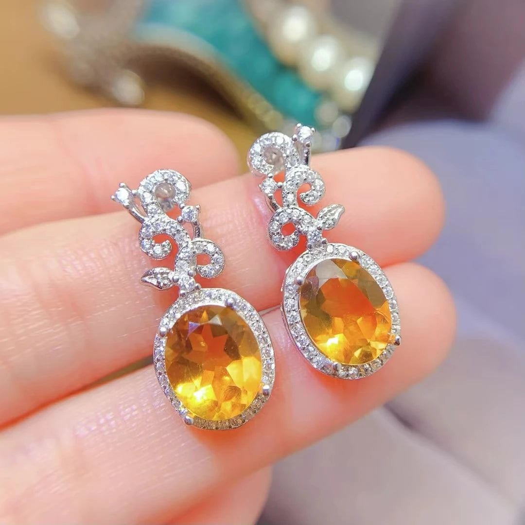 925 Silver Natural Gemstone Drop Earrings