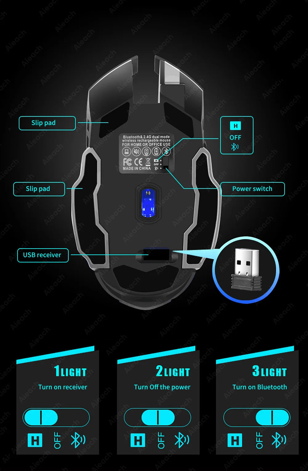 Dual-Mode Wireless RGB Computer Mouse
