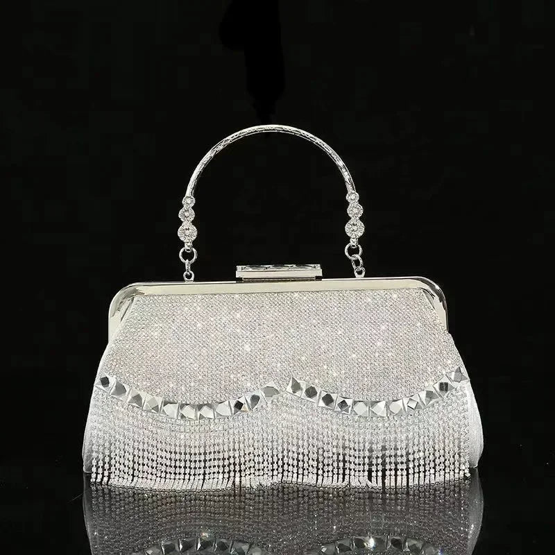 Rhinestone Tassel Handle Evening Bag