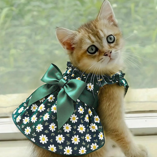 Floral Cat & Small Dog Princess Dress