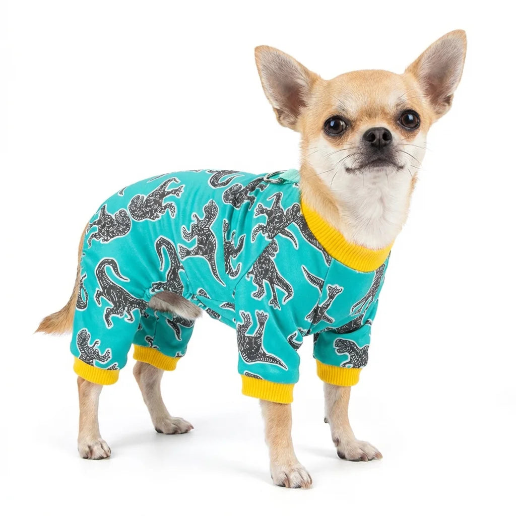 Dinosaur Dog Pajamas – Soft Four-Legged Pet Jumpsuit