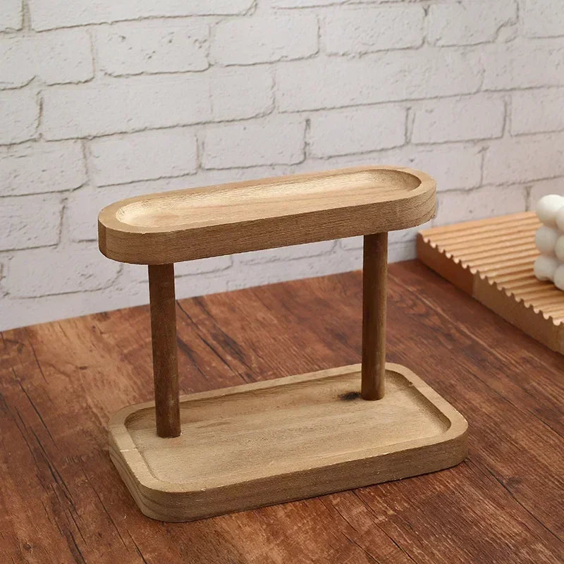 2-Tier Wooden Desktop Storage Shelf Organizer