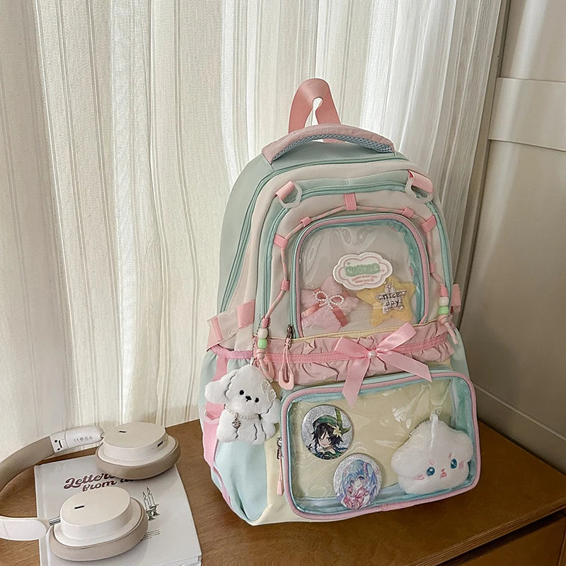 Large Capacity Girls School Backpack Set