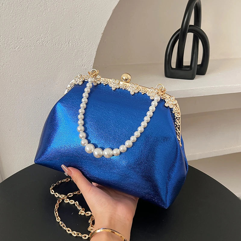 Luxury Pearl Chain Minaudière Shoulder Bag