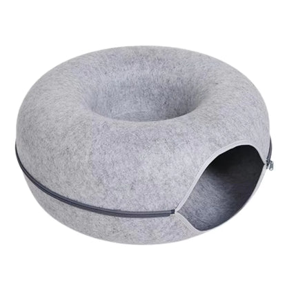 Interactive Round Cat Tunnel Bed with Scratcher
