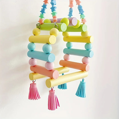 Wooden Bird Climbing Ladder & Hanging Play Toy