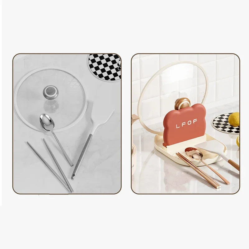 Bear Kitchen Pot Lid & Utensil Holder