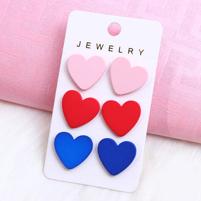 Acrylic Round Square Hexagonal Heart Stud Earrings